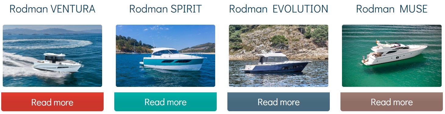 Rodman fritidsbåtar finns i fyra segment Ventura Spirit Evolution Muse
